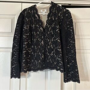 Talbots Woman Petites Black Lace Cardigan 14W